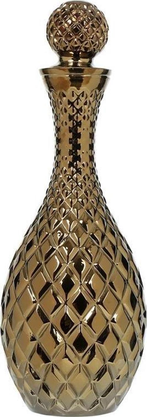 Vitale Koza Kapaklı Cam Karaf Altın Dekarasyon 14x36 cm AK.EVD0088