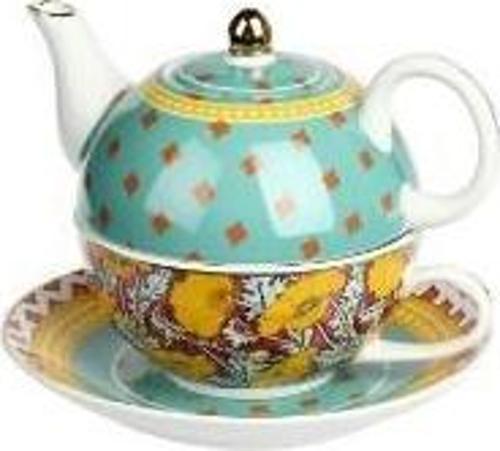 Eliana Bone China Desenli Porselen Tek Kişilik Demlik & Fincan Seti LYHD 596