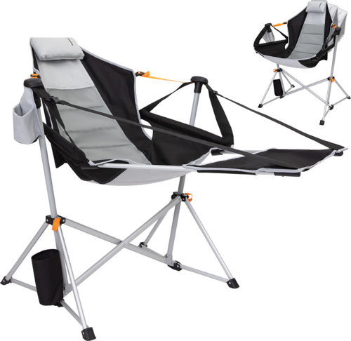 KingCamp Orchid Lux Ayak Dayamalı & Salıncaklı Hamak Kamp Sandalyesi Grey