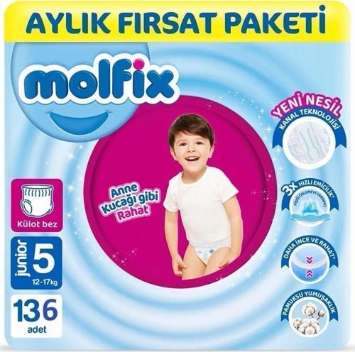 Külot Bebek Bezi 5 Beden Junior Aylık Avantaj Paketi 136 Adet (68 X 2 )