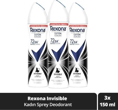 Kadın Sprey Deodorant Invisible 72 Saat Kesintisiz Koruma 150 ml X3