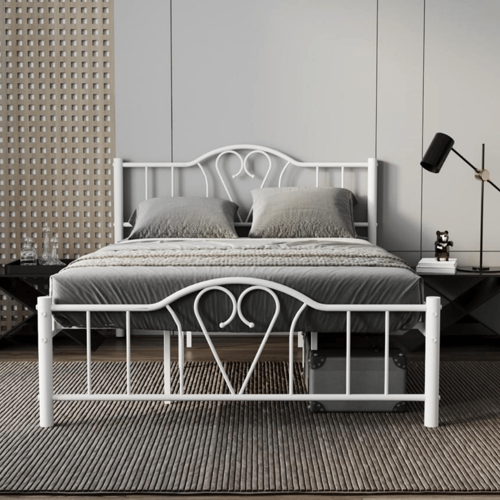 Orkide Tek Kişilik Ferforje Beyaz Metal Karyola 120x200