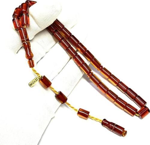 Zeyzun Usta İmzalı Çubuk Malzeme Kesme Model Sistemli 7-10mm Ateş Kehribar Tesbih