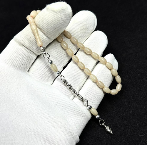 Bilek Boy Beyzi Model Püsküllü 4-7mm Sıkma Ateş Kehribar Tesbih