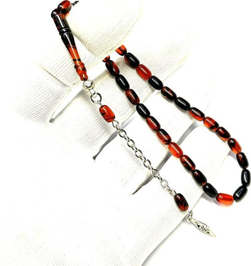 Bilek Boy Kapsül Model Püsküllü 4-7mm Sıkma Ateş Kehribar Tesbih