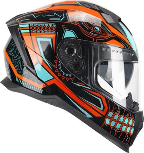 311M BLAST MAYA KAPALI MOTOSİKLET KASKI Turuncu-Mavi S