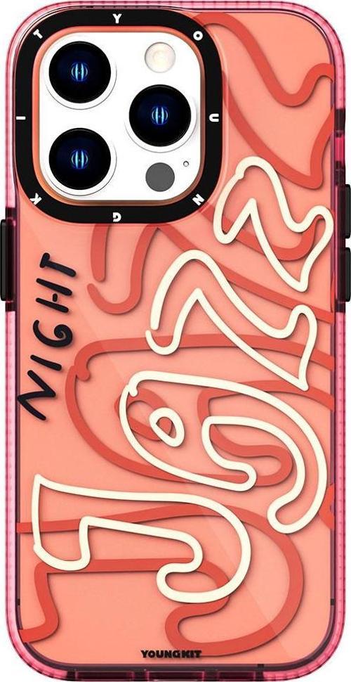 iPhone 14 Pro Uyumlu Kılıf Şeffaf Renkli Yazı Temalı Tasarım Jazz Serisi Kapak
