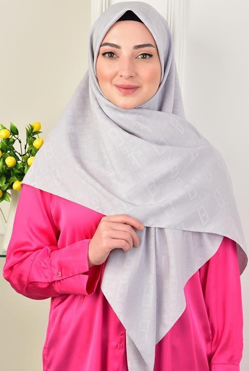 Büyük Boy Colourway Square Eşarp 120 Cm Dsn-10 Gümüş