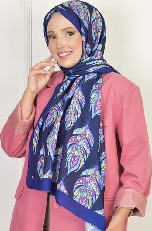 Gloria Soft Pamuksu Desenli Şal Lacivert