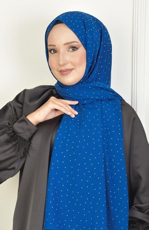 Full Taşlı Şifon Şal Saks