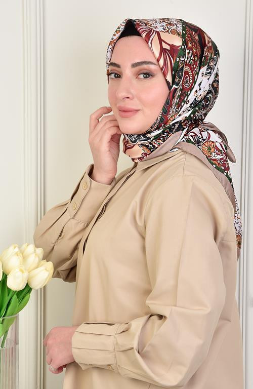 Twill Karma Desen Eşarp Vizon