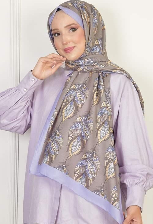 Gloria Soft Pamuksu Desenli Şal Lila