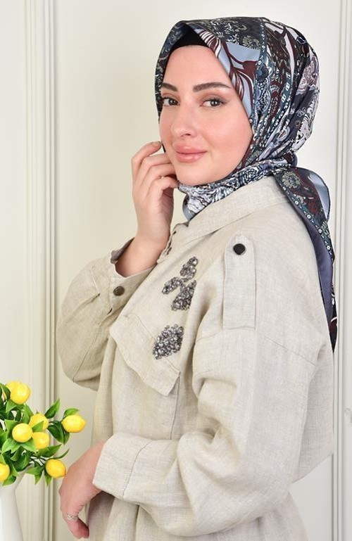Twill Karma Desen Eşarp Antrasit