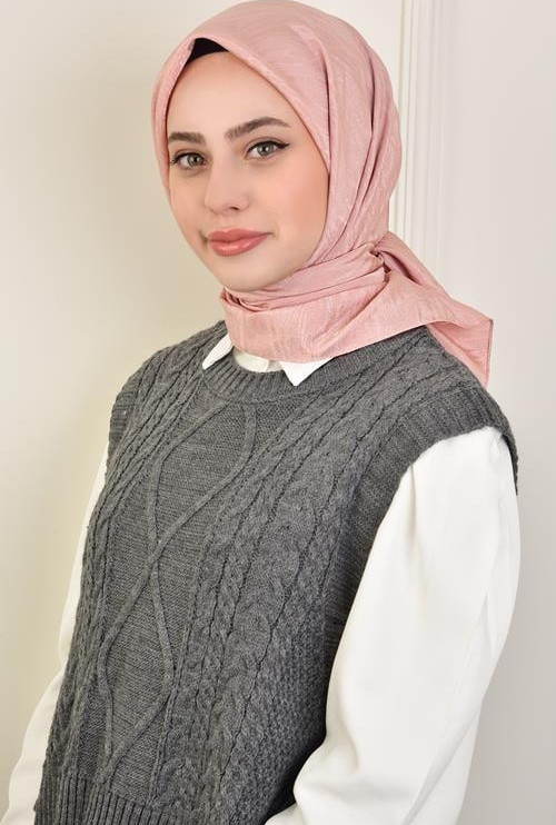 Lüks Platin Dalga Desenli Eşarp Dsn-2 Pudra