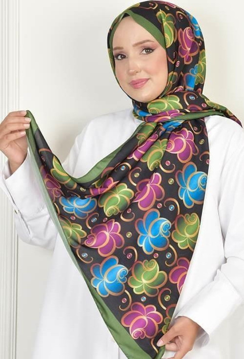 Rose Soft Pamuksu Desenli Şal Yeşil