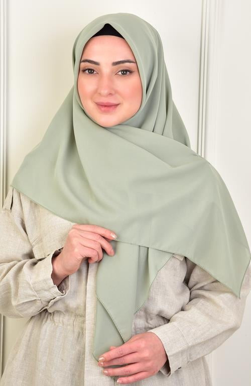 Büyük Boy Krep Şifon Eşarp 110 Cm Açık Çağla