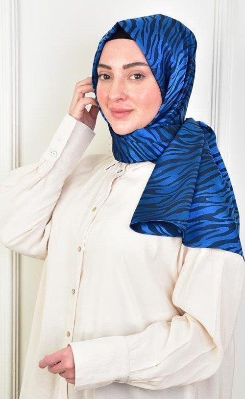 Black Shine Jakar Zebra Desen Şal Saks