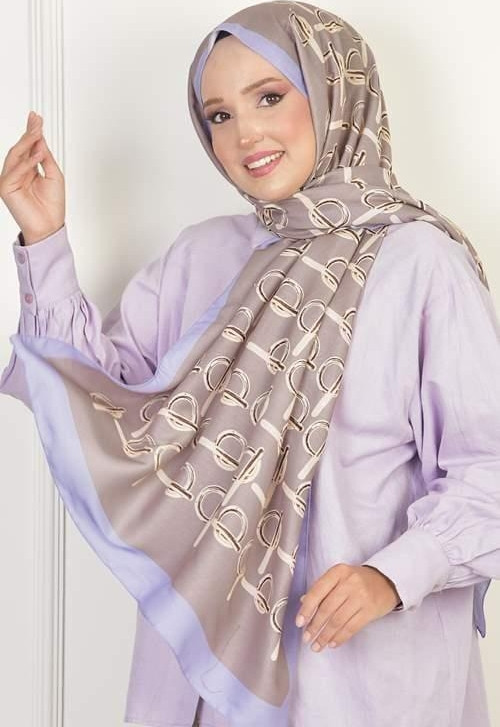 Monogram Soft Pamuksu Desenli Şal Lila