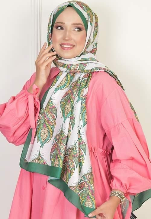 Gloria Soft Pamuksu Desenli Şal Zümrüt