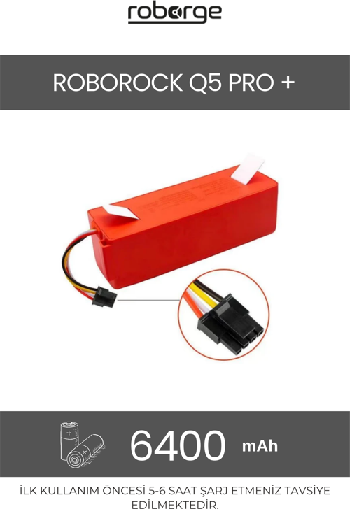 Roborock Q5 Pro + Robot Süpürge Uyumlu Batarya 6400 mAh - Muadil Ürün