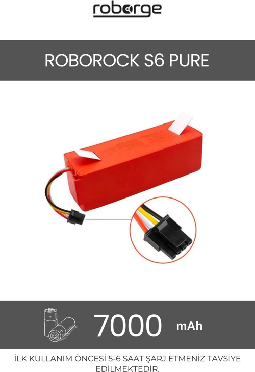 Roborock S6 Pure Robot Süpürge Uyumlu Batarya 7000 mAh - Muadil Ürün