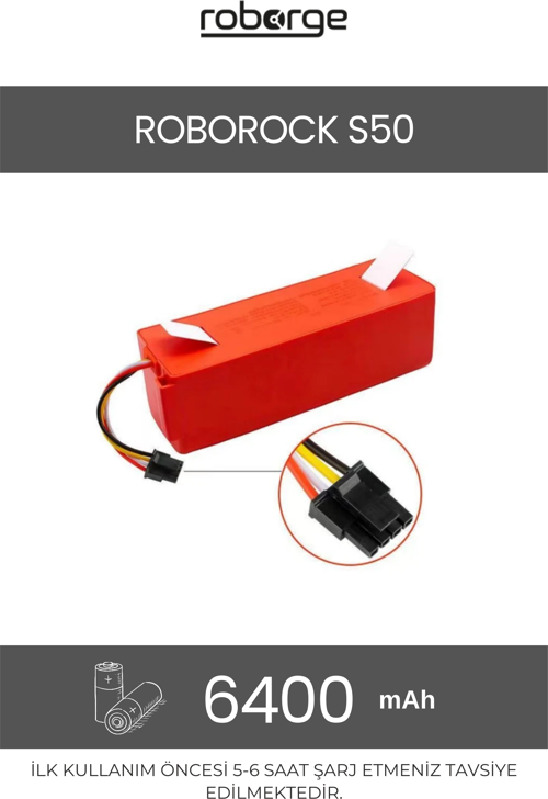 Roborock S50 Robot Süpürge Uyumlu Batarya 6400 mAh - Muadil Ürün