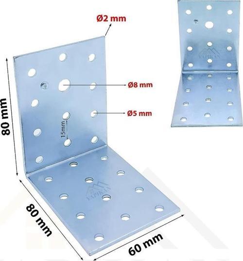 Metal Gönye Köşe Bağlantısı 60x80x80 2mm