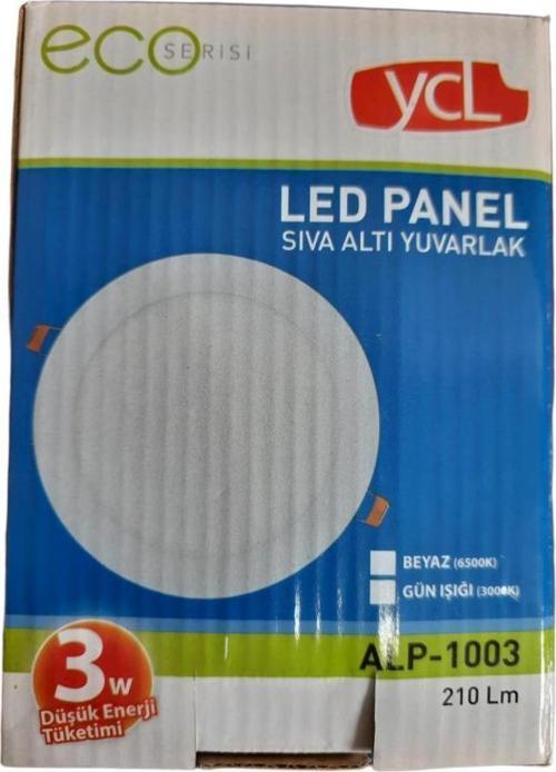 Yücel 3W Led Panel Eko Yuvarlak Günışığı 3000k