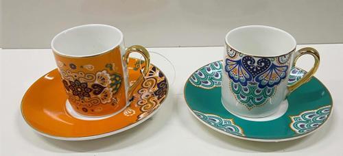 Renkli Porselen Kahve Fincan Takımı 2 Kişilik