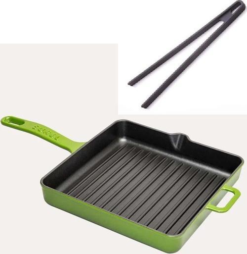 Demirdöküm Kare Izgara Tava 30 CM Yeşil Silikon Maşa