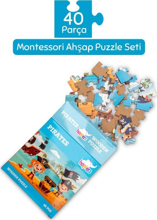 Montessori Pirates Ahşap 40 Parça Puzzle - 1+ Yaş - Eğitici - Öğretici Ve Güvenli Çocuk Oyuncağı