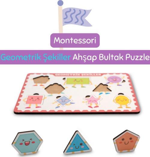 Montessori Geometrik Şekiller Ahşap Bultak Puzzle Seti - Eğitici - Öğretici Ve Güvenli Çocuk Oyuncağı