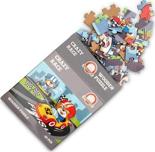 Kidsmarvels Çılgın Yarış Puzzle 40 Parça Ahşap