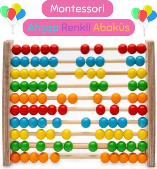 Montessori Renkli Ahşap Abaküs - 12 Ay - Eğitici - Öğretici Ve Güvenli Çocuk Oyuncağı
