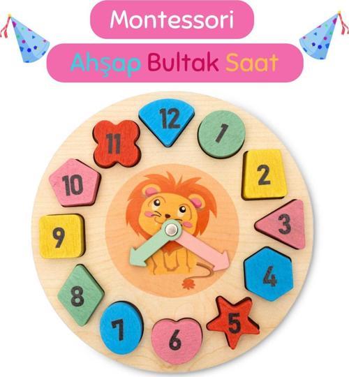 Renkli Ahşap Bultak Saat - 1+ Ve Üzeri - Çocuklar İçin Güvenli - Eğitici Ve Zaman Öğretici Oyuncak
