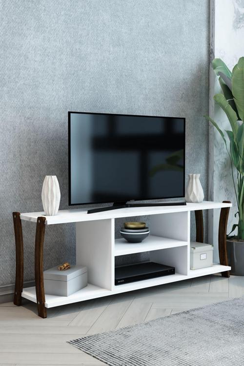 Mila Beyaz Ahşap Tv Ünitesi - Televizyon Sehpası – Ergonomik Tasarım - 120X30 Cm - Demonte