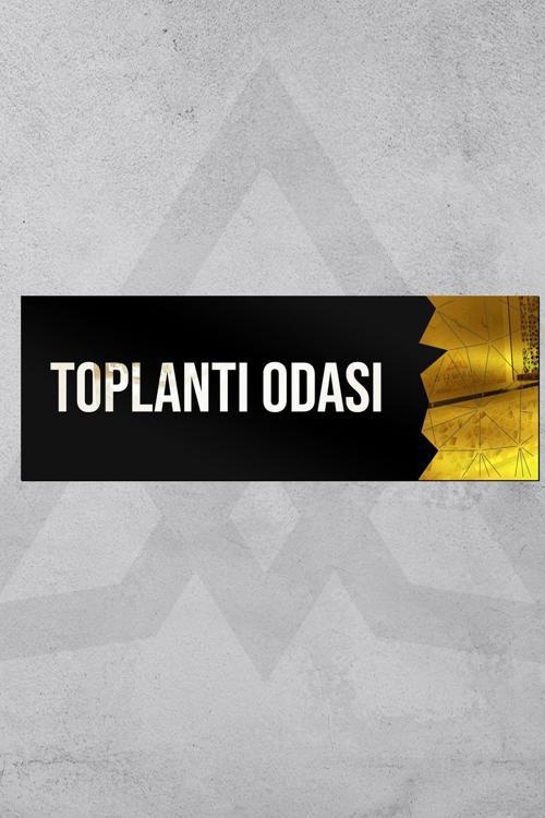 Dekoratif Aynalı Kapı İsimliği Toplantı Odası Tabelası, Gold