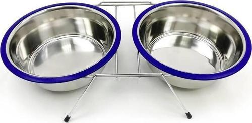 Krom Kaplı Çiftli Mama Kabı 96 Oz