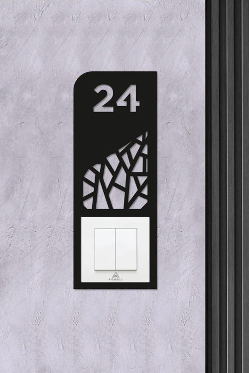 Dekoratif Daire Kapı Numarası Zil Priz Çerçevesi, No: 24