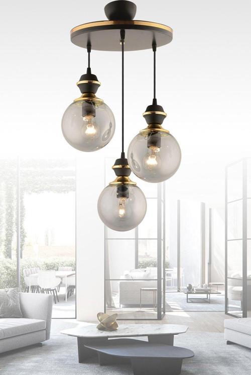 Berru 3Lü Siyaha Gold Tepsi Modern Glop Aydınlatma