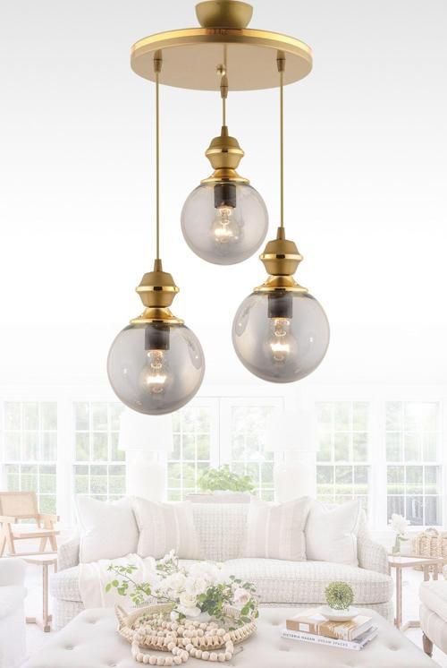 Berru 3 Lü Tepsi Eskitme Gold Yaldızlı Modern Aydınlatma