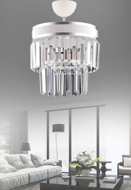 Nesil Tekli Beyaz Iki Katlı Kristal Modern Avize