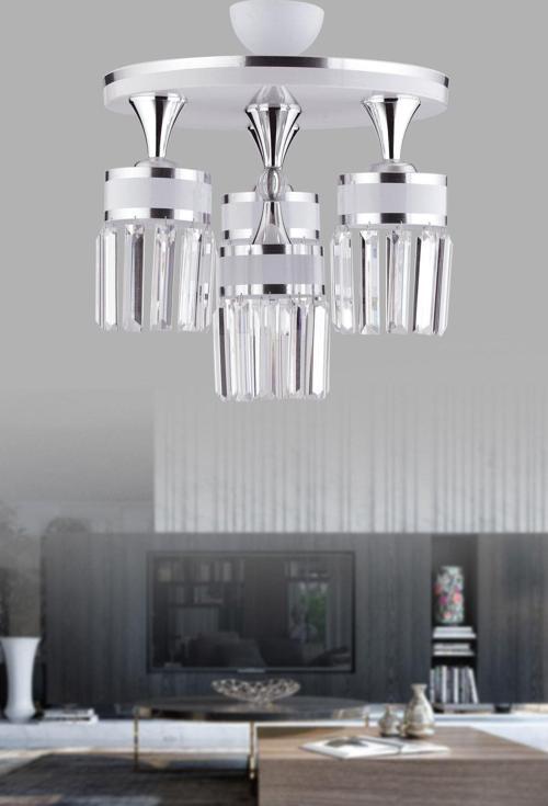 Aslı 4Lü Profonyel Kristal Taşlı Beyaz Krom Yaldızlı Lüks Modern Avize