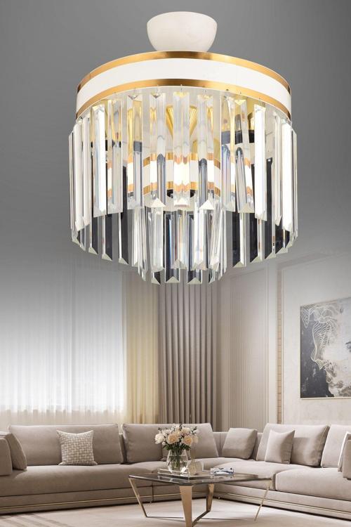 Nesil 4 Lü 2 Katlı Beyaza Gold Yaldızlı 30 Luk Salon Avize