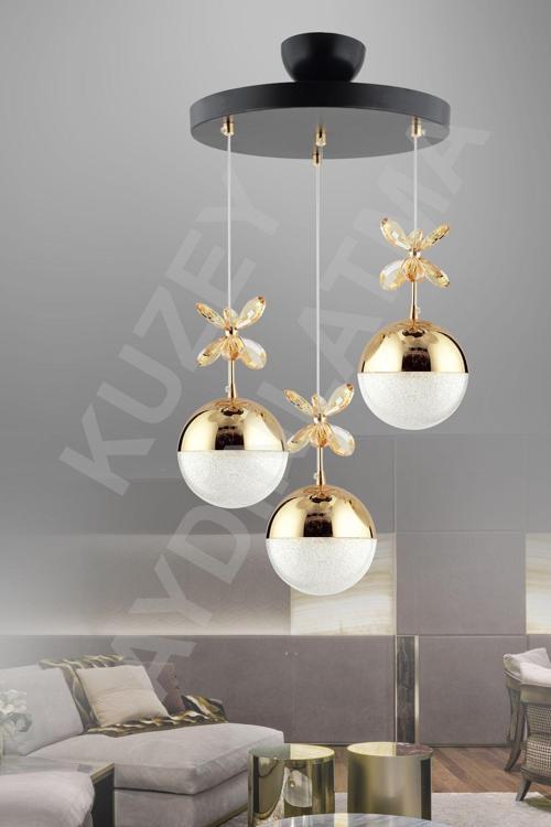 Efna 3 Lü Siyaha Gold KUMANDALI 3 Renkli Led Aydınlatma