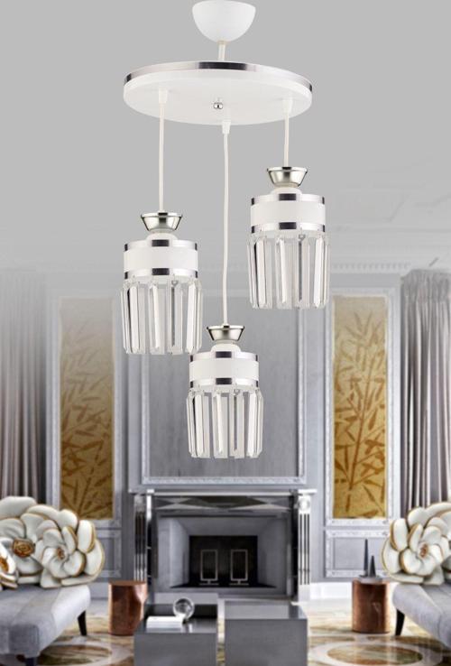 Eylül 3 Lü Sarkıt Tepsi Beyaza Krom Kristal Taşlı Yaldızlı Modern Lüks Avize