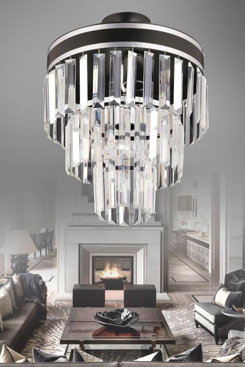 Çağla 4 Lü Siyaha Krom Yaldızlı 30 Luk Modern Salon Avizesi