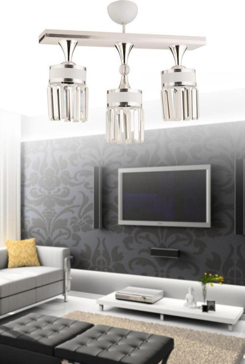 Derin 3 Lü Beyaz Krom Yaldızlı Kristal Taşlı Caka Modern Lüks Avize