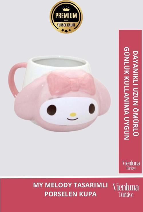 Deluxe Tasarım Dekoratif Estetik Armağan Sevgili Dost Arkadaş Porselen My Melody Kupa Bardak 9*13 Cm