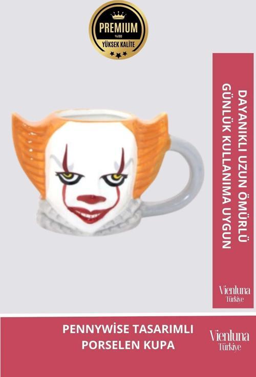 Deluxe Tasarım Dekoratif Estetik Armağan Sevgili Dost Aşk Arkadaş Porselen Pennywise Kupa Bardak